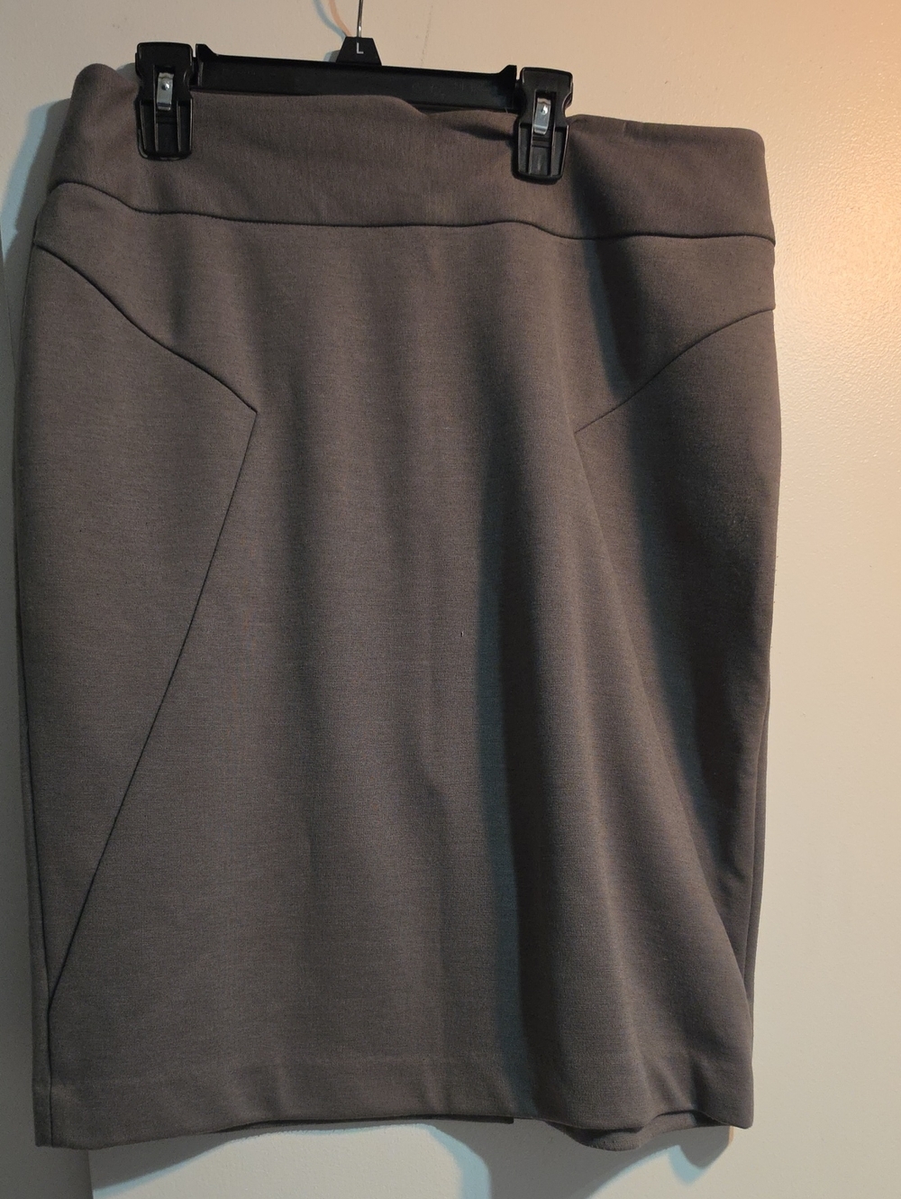 Grace Elements Gray Ponte Pencil Skirt with Panel Seams